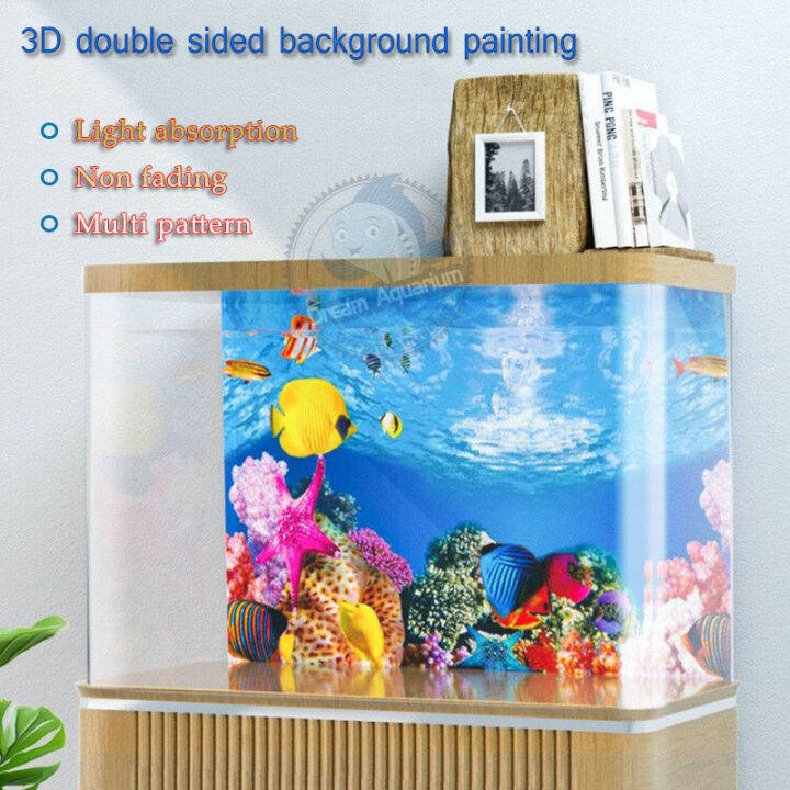 Fish tank background sticker Double Side Fish Tank Wall Poster Aquarium ...