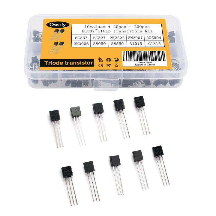 10 Values Transistors with Box Pack 200 PCS TO92 Transistor Kit BC337