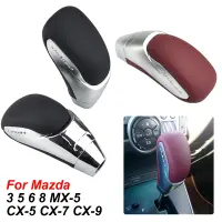 หัวหัวเกียร์รถยนต์ทำจากหนังสำหรับ Mazda 3 2006 2007 2008 2010 2011คันโยก2012ปีอุปกรณ์แท่งเกียร์รถยนต์ Eudm3f