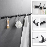 Black Towel Hooks Wall Mounted Robe Coat Racks with 3456 Hooks for Bathroom Living Room Kitchen Stainless Steel Hanger