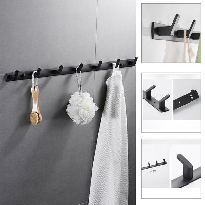 Black Towel Hooks Wall Mounted Robe Coat Racks with 3456 Hooks for Bathroom Living Room Kitchen Stainless Steel Hanger