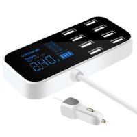 A9S Fast Car Charger 8 Port Multi USB LCD Display Phone Charger USB Hub HCCY