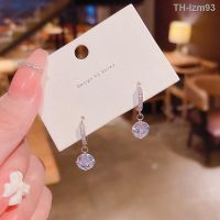 ? เครื่องประดับ S925 silver needle senior design feeling super flash zircon pendant earrings female microscope set auger contracted temperament fashion stud earrings