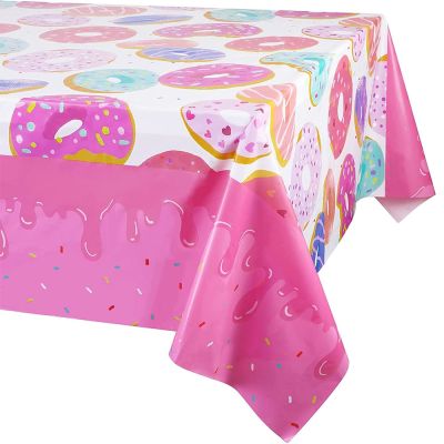 【CW】❏♞∏  Donut Dessert Theme Plastic Table Cover TimePink Tablecover  Birthday Decorations Supplies