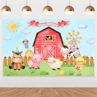 FANGLELAND Happy Farm Theme วันเกิด Party ตกแต่งพื้นหลังผ้าม้าหมูแกะไก่สัตว์น่ารักชนบทฉากพิมพ์สำหรับเด็กผู้หญิงวันเกิด Baby Shower Barn Party Supplies