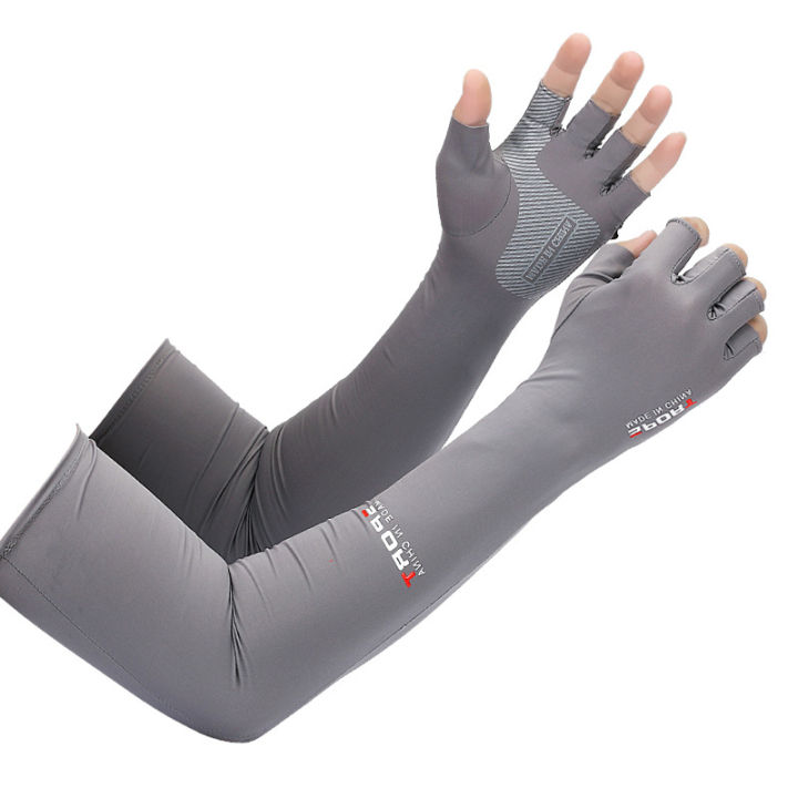 ruyifang-2pcs-sport-arm-sleeves-ขี่จักรยานวิ่งตกปลาปีนเขาแขนปกป้องแสงแดด-uv-protection-ice-cool-sleeves-with-5-finger-cuff