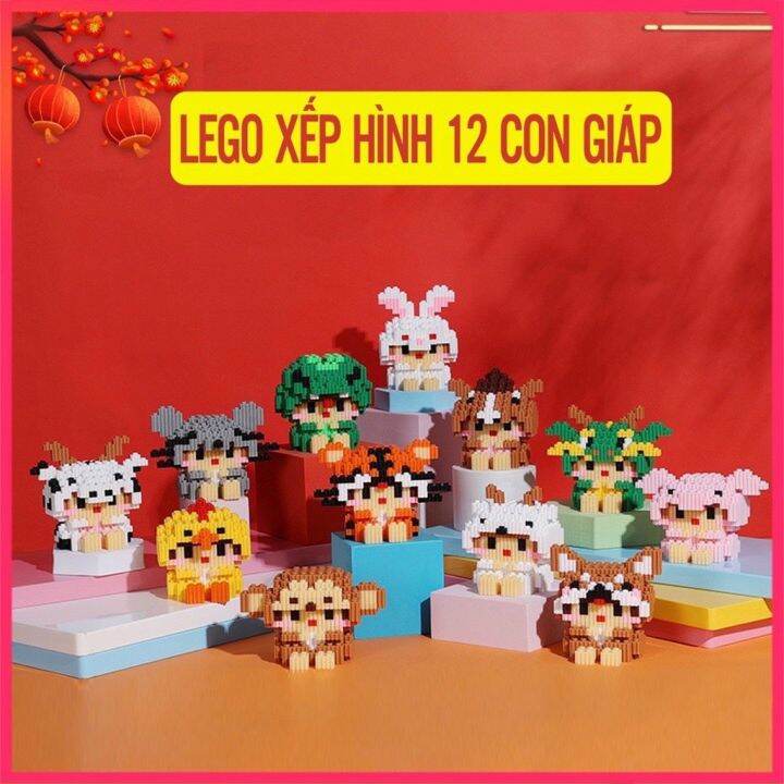 Mô hình lắp ráp le-go 12 con giáp, logo xếp hình 3d mini cực kỳ ...