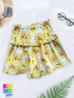 KiddeeCrew กางเกงกระโปรงเด็ก กางเกงกระโปรงฟ้าดอกทานตะวัน Sunflower blue skirt เหมาะสำหรับอายุ 2-10 ปี