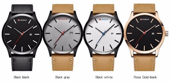 curren-นาฬิกาข้อมือผู้ชาย-สายหนังสีน้ำตาล-หน้าปัดสีดำ-ขอบทอง-รุ่น-c8214พร้อมกล่องนาฬิกา-curren-clearance-sale-ราคาลดสุดๆ