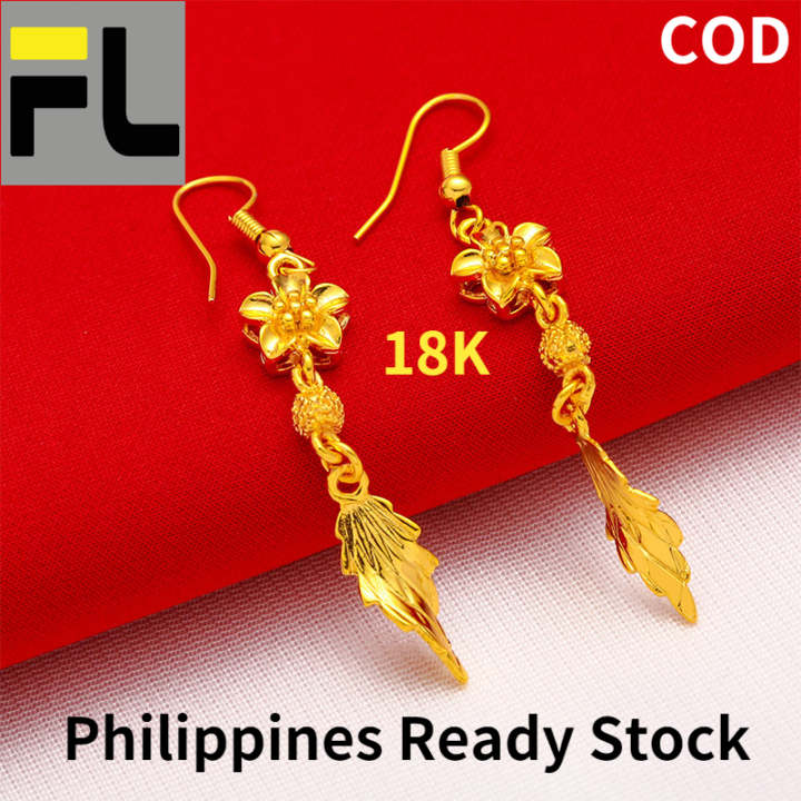 Real Gold]pure 18k Saudi Gold Earrings Pawnable Legit Earrings for