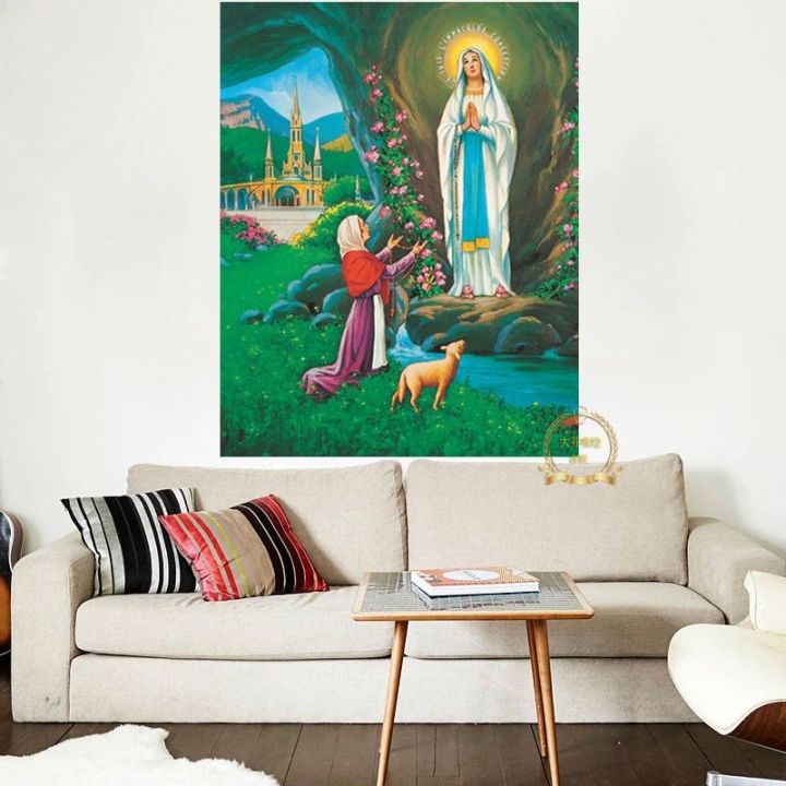 สติกเกอร์ติดผนังปักเพชรวงกลมรูปทรงสวยงามรูปทางศาสนาภาพวาดเพชร-diy5d-งานฝีมือสำหรับตกแต่งบ้าน
