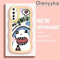 Chenyyka เคสสำหรับ Realme 6 6S Narzo เคสการ์ตูตูนน่ารัก ฉลามใหม่มาการองลูกคลื่นกันกระแทกใสนิ่มเคสมือถือโปร่งใส กล้องถ่ายรูปที่สร้างสรรค์เคสซิลิกาเจลฝาครอบป้องกัน