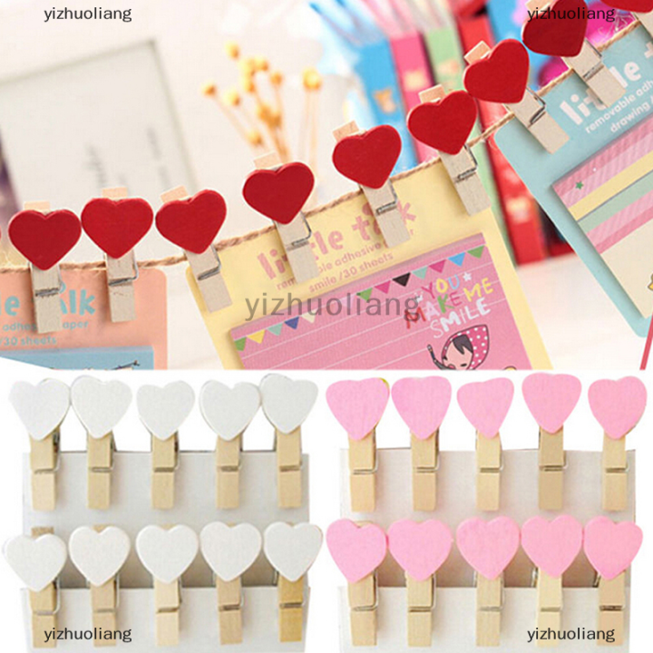 yizhuoliang-20pcs-มินิหัวใจน่ารักไม้หมุดภาพคลิปห้องพักตกแต่งงานฝีมืองานแต่งงาน