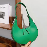 【CW】Fashion Style Half-Moon Handbag For Women PU Leather Shoulder Bag Gilrs Underarm Bag Designer Portable Handle Bag And Purse Tote