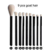 OVW 9pcs White Goat Hair Makeup Eye Shadow Blending Brushes Set Highlight Blusher Black Handle Portable Travel Crease Shader