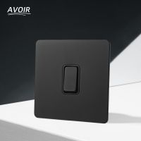 Avoir Wall Push Button Switch 2 Way Black Stainless Steel LED Dimmer Retro Light Switch And Electircal Socket With USB For Home