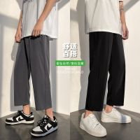 Show high basic loose trousers men straight age season fatty big yards wide leg leisure nine minutes of pants teenagers