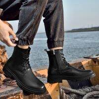 Mens Boots British Style Black Platform Boots for Men Ankle Boots Luxury Brand Genuine Leather Outdoor Boots Male Casual Shoes