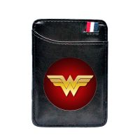 Dompet Ajaib Kulit Cetak Tanda Mode Wonder Girl Hitam Klip Uang Pria Wanita Dompet Kartu Tempat Uang Tunai BE1202