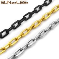 SUNNERLEES 316L Stainless Steel Necklace 6.5Mm Geometric Link Chain Silver Color Gold Plated Men Women Jewelry Gift SC96