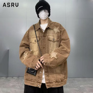 ASRV Unisex handsome style denim jacket Star print loose casual couple