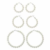 White Pearls Hoop Earrings Women Oversize Pearl Circle Fashion Jewelry