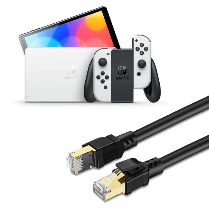 6.56ft Switch OLED CAT 8 Cable High Speed 40 Gbps 2000MHz Black PS5 Connector LAN