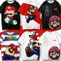 XL Super Mario Bros T-shirt Anime Unisex Short Sleeve Tops Casual Loose Graphic Luigi Tee Shirt Plus Size LX