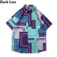 ◆☾ เสื้อเชิ้ต ลาย Dark Icon Patchwork Bandana Street โอเวอร์ไซซ์ สไตล์ฮิปฮอป แฟชั่นฤดูร้อน สําหรับผู้ชาย