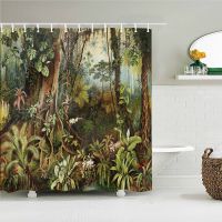 Tropical Plant Palm Tree Animals Birds 3D Printing Shower Curtain Nature Landscape Bathroom Curtain Waterproof Fabric Home Decor