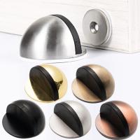 Door Stopper Non Punching Sticker Stainless Steel Rubber Door Stopper Door Holders Catch Floor Mounted Anti-collision Door Stop Door Hardware Locks