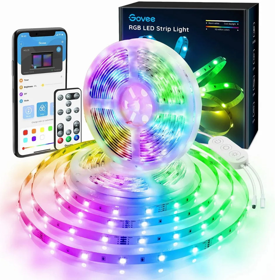 Govee Color Changing 32.8ft LED Strip Lights Bluetooth, App Control, Remote,  Control Box LED Music Lights, 20 Scenes Mode Multicolor LED Lights for  Bedroom, Room, Kitchen, Party, 2x16.4ft