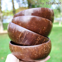 Natural coconut bowl set 12-15cm handmade coconut shell tableware dessert fruit salad mixing bowl rice Ramen bowl wood spoon