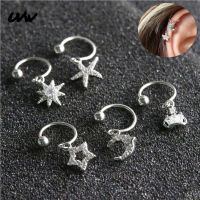 【LZ】✽◇  Argola cirúrgica de aço inox 1 peça coroa estrela lua cartilagem tragus rook helix piercing joias cz brincos para mulheres uvw194