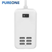 Pureone เครื่องชาร์จ USB อัจฉริยะ,6พอร์ตความกว้าง5V 6A แท่นชาร์จ USB สำหรับโทรศัพท์มือถือที่ชาร์จ USB อัจฉริยะ