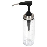 Sauce Pump Dispenser with Glass Bottle Leakproof Kitchen Condiment Dispenser for Honey Ketchup Mustard Mayo