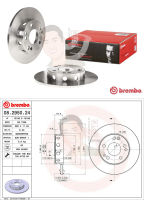 08 2950 24 จานเบรค ล้อ F (ยี่ห้อ BREMBO) รุ่น Std Benz W201 190E 1.8 ปี1992-1995