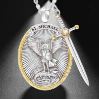 Stainless Steel Viking Necklace Archangel Saint Michael Holy Jewelry Pendant Faith Me Angel Protect Angel Shield Cross Protection Wing Wing L5H1