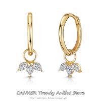 Canner 925เงินสเตอร์ลิงเรขาคณิต Marquise Cubic Zirconia Hoop ต่างหูประกายคริสตัลต่างหูเครื่องประดับสำหรับหญิง