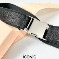 iCONiC BLACK GLITTER ELASTIC BELT #6034 เข็มขัดยืด สีดำ วิบวับ หัวโลหะ สีเงิน ขนาดฟรีไซส์ 24-39นิ้ว เข็มขัดยางยืด เข็ทขัดแฟชั่น เข็มขัดสีทอง เข็มขัดผญ