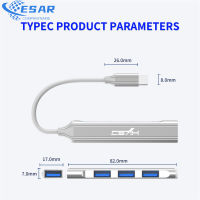 USB ฮับ4ฮับ USB พอร์ต USB บางมินิอะแดปเตอร์ข้อมูลดองเกิลมีพอร์ตพร้อมสายเคเบิลสำหรับแฟลชไดร์ฟเครื่องพิมพ์แล็ปท็อป PC