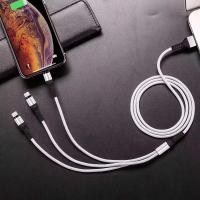 3 In 1 Fast สายชาร์จหลายพอร์ตชาร์จสำหรับ iPhone 14 13 12 11X8 7 6, Micro USB Type C สายไฟสำหรับ Samsung Galaxy Huawei Xiaomi Vivo OPPO Oneplus LG