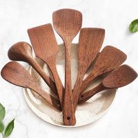 1PC Thailand Teak Natural Wood Tableware Spoon Frying Pan Scoop Cooking Utensils Fried Shovel Spatula Kitchen Cooking Tool