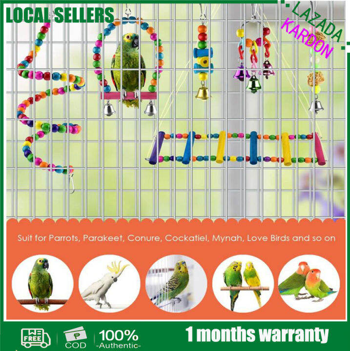 6pcs Bird Toy Set Parrot Biting Toy Swing Ring Staircase Hanger Bird Cage Accessories Lazada PH