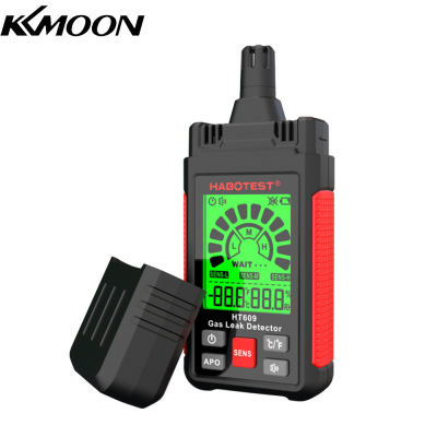 KKmoon HT609 Ga-S เครื่องตรวจจับการรั่วไหลเครื่องตรวจจับ Ga-S ที่ติดไฟได้พร้อมจอแสดงผล LCD เสียงและภาพปลุกอุณหภูมิแวดล้อมและความชื้นมีเทน