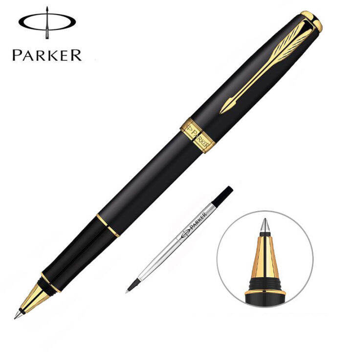 PARKER Rollerball Pen, Matte Black Lacquer with Gold Trim, Fine