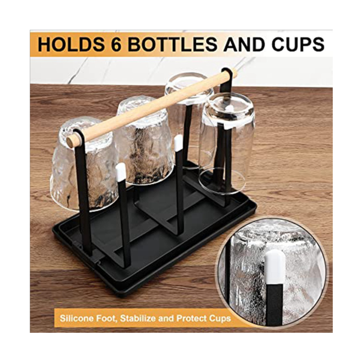 soda-water-bottle-holder-with-water-tray-household-drain-cup-holder-black-cup-holder