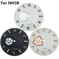 【YF】 Black/White Optional 36.5mm Rose Watch Dial With Green Luminous For NH38 Movement Replacement Repair Accessories