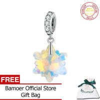 BAMOER 925เงินสเตอร์ลิงประกายคริสตัลเกล็ดหิมะจี้เครื่องรางพอดีสร้อยข้อมือและสร้อยคอเครื่องประดับ SCC1979