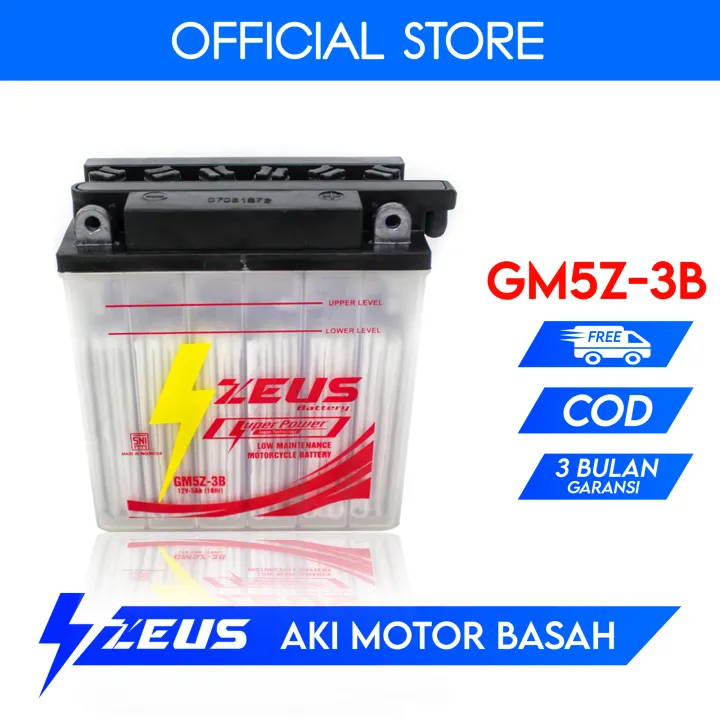 Zeus Super Power GM5Z KIT Aki Motor Basah Cocok Untuk Aki Motor Vega ZR